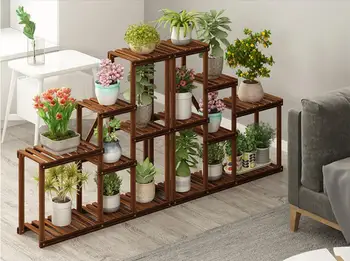 

Flower shelf living room floor shelf creative combination solid wood modern simple balcony decoration plant shelf