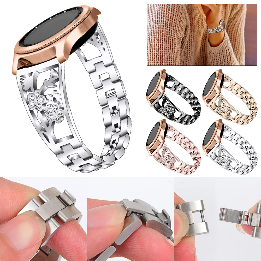 Universal 20mm 22mm Quick Release Watchband Stainless Steel Bracelet Diamond Luxury Watch Band Strap For Samsung Gear S2 S3 Belt |