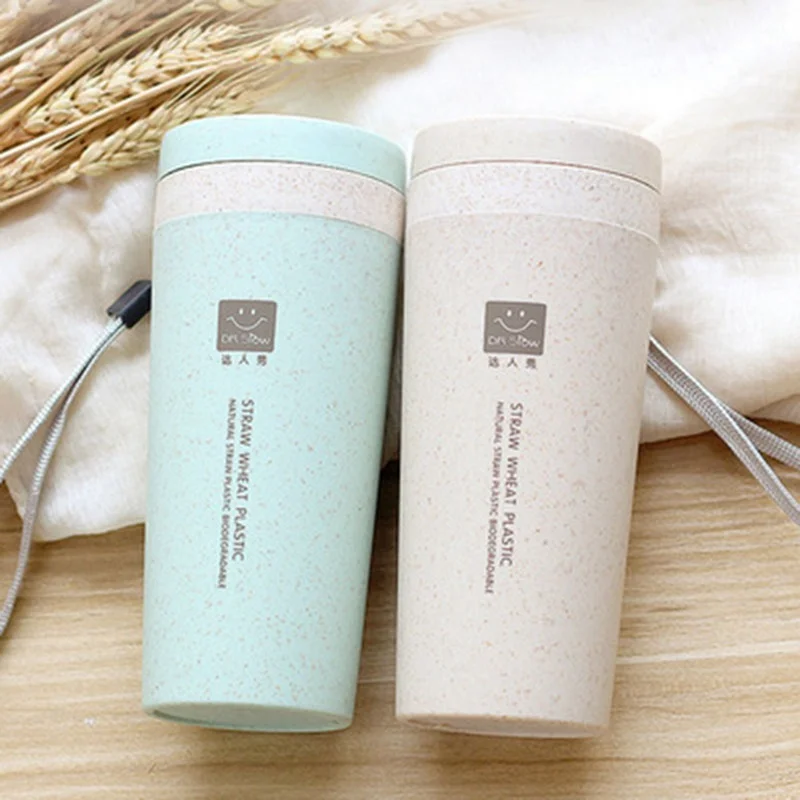 

Thermo Cup Mug Thermos Kitchen Wheat Straw Double Insulated Gift Mug Tumbler With Lid Eco-friendly Thermos Bottle Water Bottles