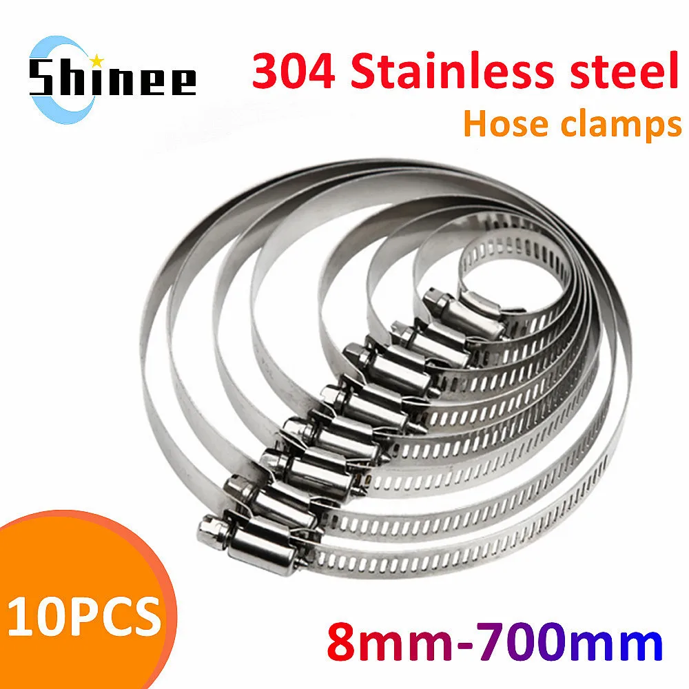 304 STAINLESS STEEL DRIVE HOSE CLAMPS WORM CLIPS 3/8"-1/2" 20 8-12 MM 