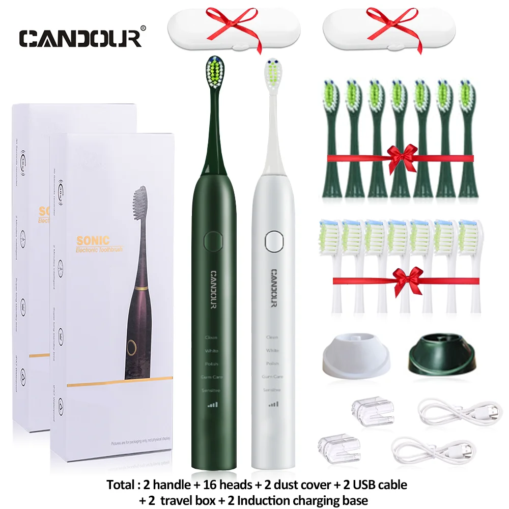 CANDOUR CD-5133 electric toothbrush Rechargeable Sonic Toothbrush Automatic with 16pcs Replacement Brush Head ipx7 waterproof CANDOUR CD-5133 electric toothbrush Rechargeable Sonic Toothbrush Automatic with 16pcs Replacement Brush Head ipx7 waterproof
