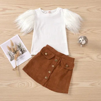

New Toddler Girls Summer Clothes Sets Short Short Sleeve Tops Tassel Straight Skirts 2PCS New Girl Clothes set Children 2-8Y