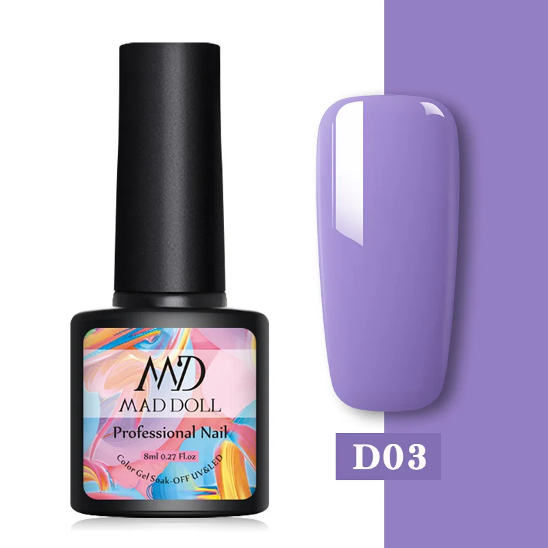 MAD DOLL 8 мл меняющий Цвет температуры УФ Гель-лак блестки термальный гель для ногтей с блестками впитывающийся Гель-лак для нейл-арта лак DIY - Цвет: D03