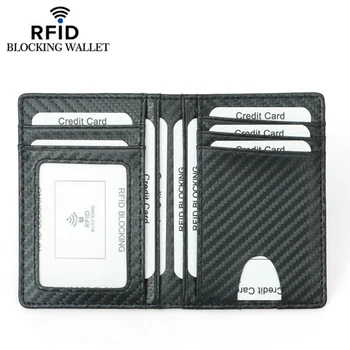 

Men's Card Holder RFID Carbon Fiber Pattern Men's Wallet Ultra-thin Credit Card Holder Light Casual Driving License Male Purse