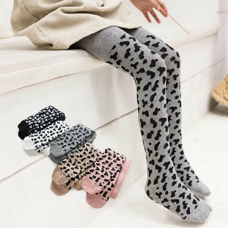 Новые Модные леопардовые колготки для маленьких девочек, детские длинные колготки на осень и зиму для От 3 до 8 лет