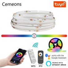

RGB COB LED Strip TUYA Smart LED Control Full Set 840LEDs/M High Density Flexible RGB LED Linear Dimmable Lights For Decoration