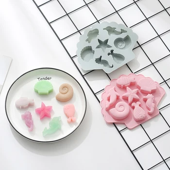 

6 Cavities Mini Seashell silicone Soap Mold Handmade Chocolate Mold Cute Soap Mold cake decorating tools DIY Candy Mould