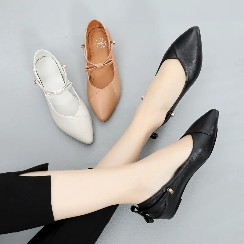 

Flat Top Shoes Women's 2019 New Style Spring Versatile Korean-style Black And White with Pattern Straight Line Buckle Shallow Mo