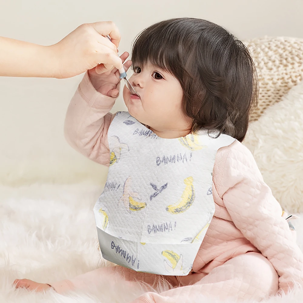 Babycare Bavoirs Jetables Avec Poche Pour Bebe Pieces Lot Portables Etanches Pour Voyage Serviette De Salive Pour Nourrisson Banane Aliexpress