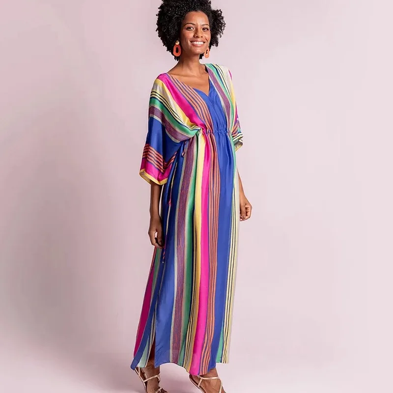 Plus size Beach Cover up Robe Colorful Loose Bikini Tunic for Sarong Pareos Bathing suit Women Swimsuit cover | Женская одежда