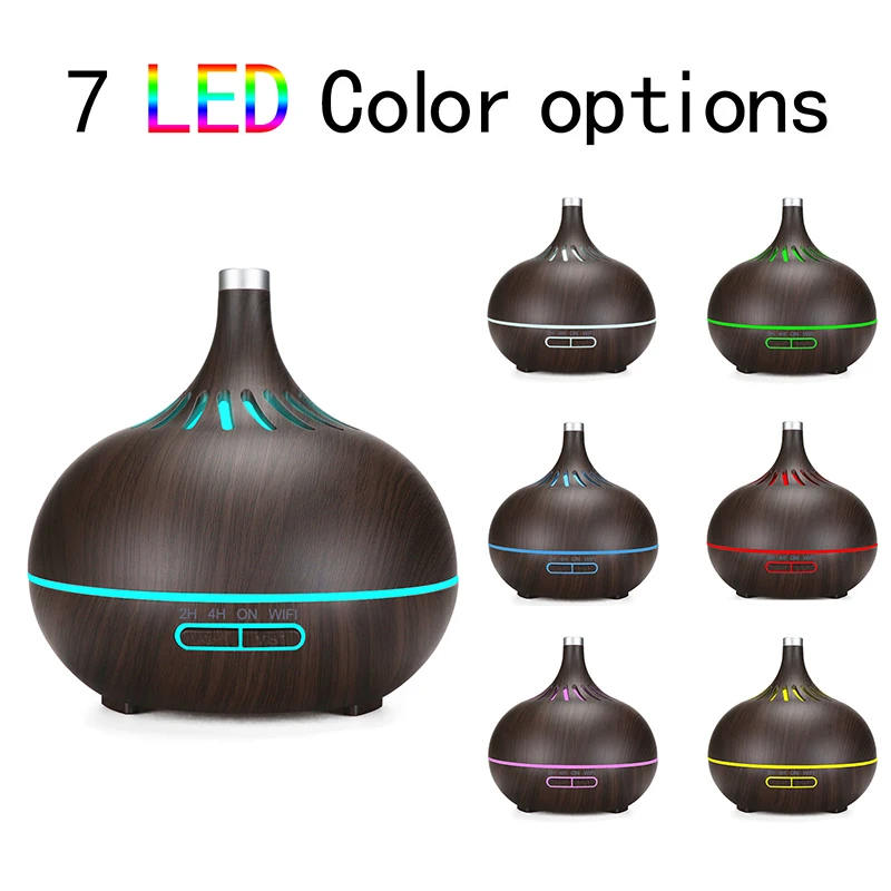 

400ml Wifi Control Aroma Diffuser Wood Grain Ultrasonic Air Humidifier Timing Mist Maker with Night Lamps Mini Home Air Purifier