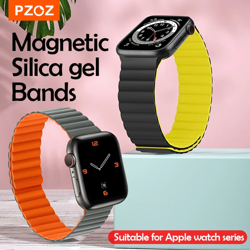 PZOZ Magnetic Silicone Bands For Apple Watch 6 SE 5 4 42mm 38mm 44mm 40mm  Watch Strap For iWatch Series 3 2 Wristband Strap|Smart Accessories| -  AliExpress