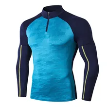 Мужчины Полный спортивный костюм стрейч Быстросохнущий с длинным рукавом стоячий воротник футболка сшивание цвет тонкая рубашка брюки