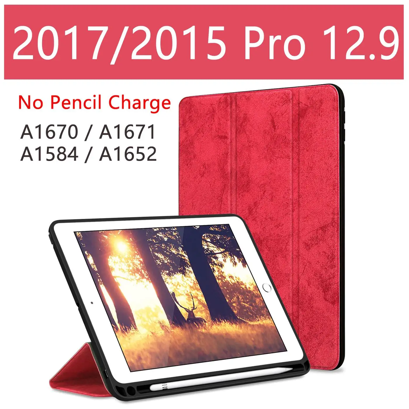 Red 2017 Для iPad Pro 12,9 чехол с карандашом держатель Премиум из искусственной кожи TPU мягкий чехол для iPad Pro 12,9 чехол без ручки - Цвет: Red 2017