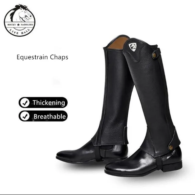 Cavassion equestrain equipment cow leather lengthening chaps for horse riding with lined micro fiber