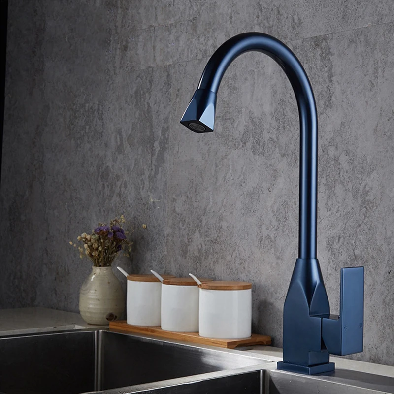 

BiNFU Kitchen Faucet Surface Finishing 360 Rotate Black/Gold/Blue Mixer Faucet for Kitchen Rubber Design Hot and Cold Deck Mount
