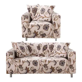 

Stretch Slipcovers with 2 Pillowcases Soft Polyester Fiber Color Pattern Elastic Sofa Cover Armchair Covers Home Textile