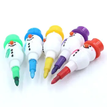 

5 Pcs Assembleable Cartoon Snowman Shape Crayon Children Drawing Gift Stationery
