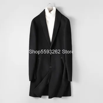 

2020 Men Double-sided What About Wool Coat Medium Length Money Woolen Windbreaker Coat 5601