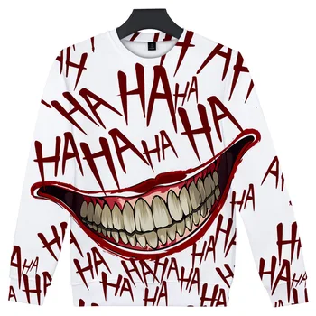 

HAHA Joker Funny 3D Hoodies Sweatshirts Halloween Crazy Smile Pullover Hoodie Sweatshirt Fashion Tracksuit Cool Unisex Clothes