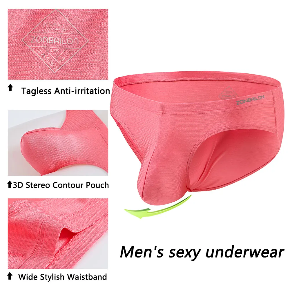 Men's Panties Sexy Underwear Briefs Seamless Feeling Low-Waist Male Fashion Bright