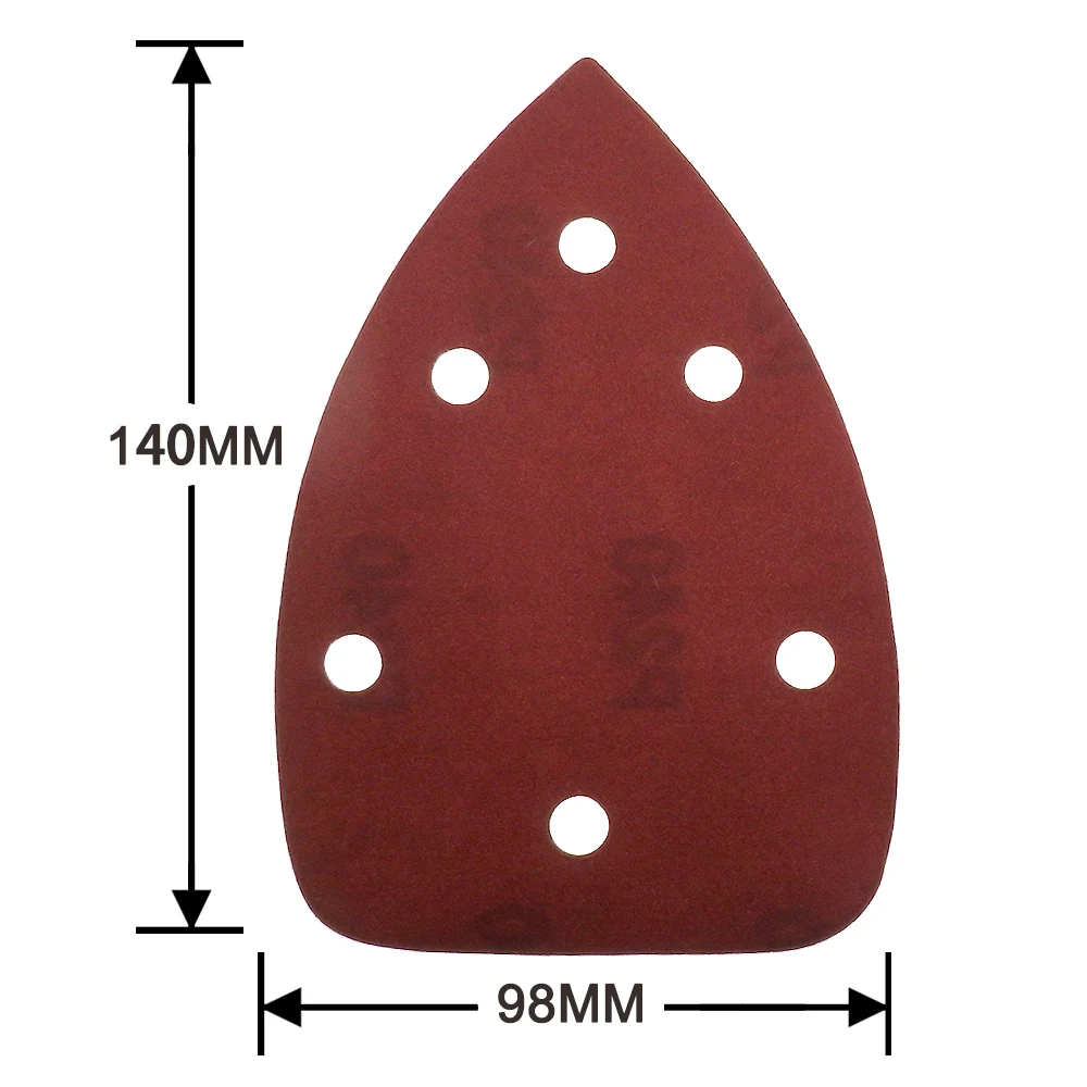 20 Pcs 140*98MM Hook and Loop Sandpaper 6 Holes Triangle Sand Paper Sanding Discs For Car Polishing Grit 40-1000