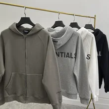 

Oversized Essentials Zipper Hoodies 100%1:1 Men's and Woman's Oversized Cotton Sweatshirt Hip Hop Pullover Zipper Sweatshirt