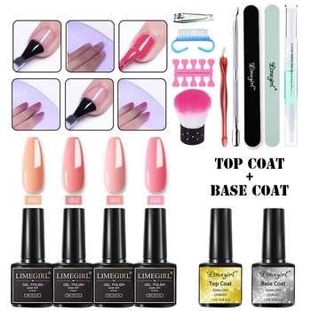 

Limegirl Gel Nail Polish Set With Base And Top Coat Nail Art Design Gel Polish Glitter Set Soak Off UV Gel Varnish Learner Kit