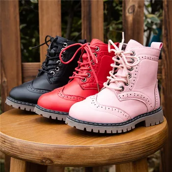 

Winter Kids Boots Girls Leather Shoes Solid Color Fashion Children Ankle Boots Non-slip Martin Boots Warm Size 26-36