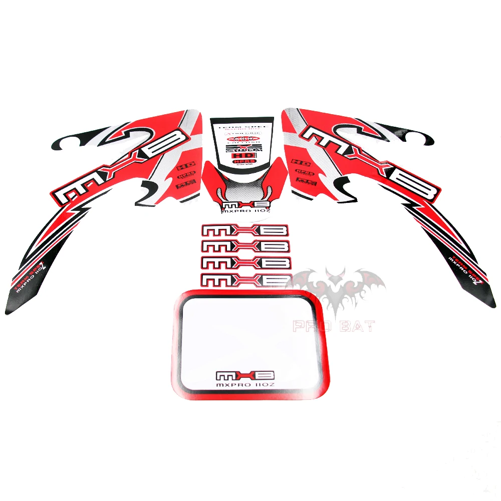 

NEW RED MXB DIRT BIKE CRF50 BAJA MOTORSPORTS PLASTICS DECALS STICKERS PRO BAT