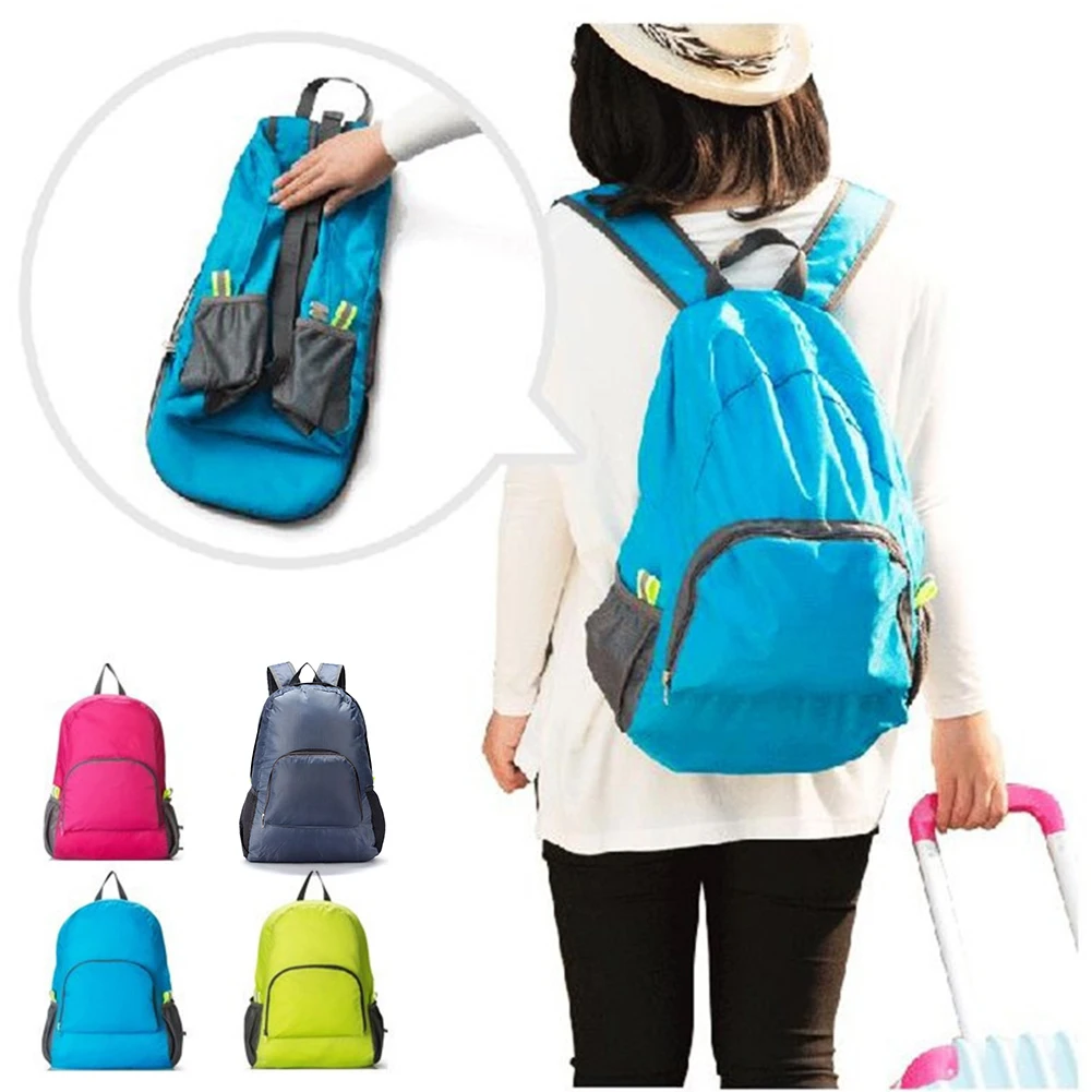 Hot Selling Portable Travel Backpacks Zipper Soild Nylon Back Pack Daily Traveling Women Men Shoulder Bags Folding Bag