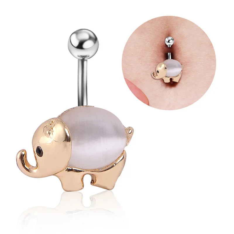 

Gold Sliver Cartoon Cute Elephant Belly Button Rings Anti-allergy Stainless Steel Sexy Lady Piercing Ombligo Body Jewelry