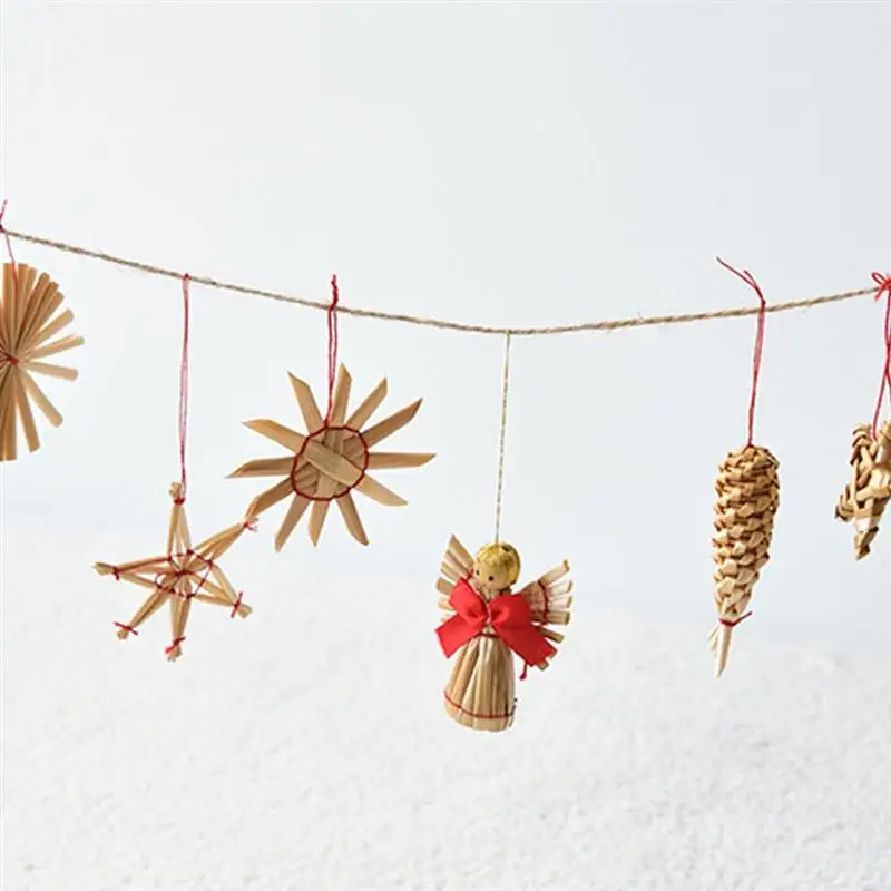 16 сеток в 1 коробке Рождественский подвесной кулон пшеничный соломенный венок декоративный кулон реквизит подвесные принадлежности для Деревьев Рождество