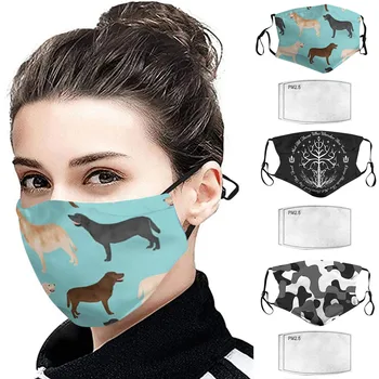 

Washable Reusable Mouth Mask PM2.5 Cartoon Adult Mask Fashion Anti Print Masks Dustproof Windproof Facemask with 2cps Filters