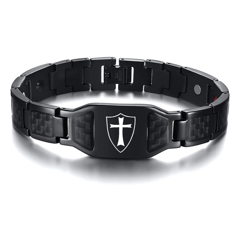 Углеродное волокно магнитный браслет для мужчин био Нержавеющая Сталь персонализированные пользовательские браслеты ассорти стиль подарок для папы HASBAND - Окраска металла: style3