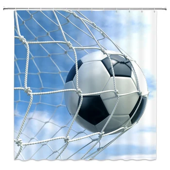 

Bathroom Shower Curtain Football High Quality Mildew Resistant Waterproof Eco-friendly Polyester With Hooks Home decoration