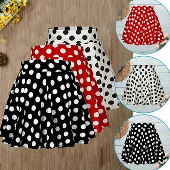 

Women Polka Dot Printed Mini Short Skirt Party Summer Beach Club Daily Casual Empire Swing Dress Sundress