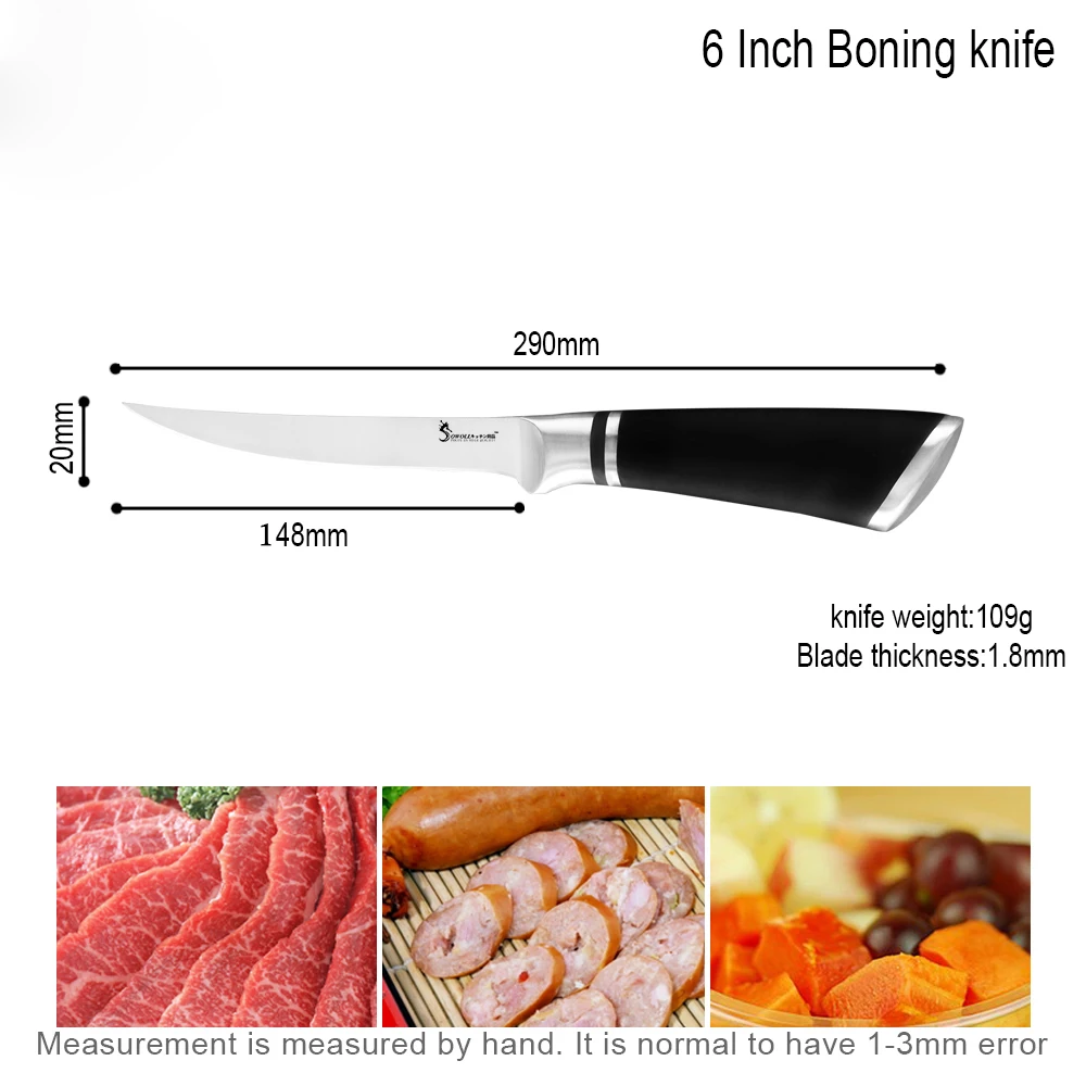Кухонные ножи SOWOLL из нержавеющей стали для обвалки овощей утилита Santoku для нарезки хлеба шеф-повара накири аксессуары для ножей Инструменты - Цвет: I.6 inch boning