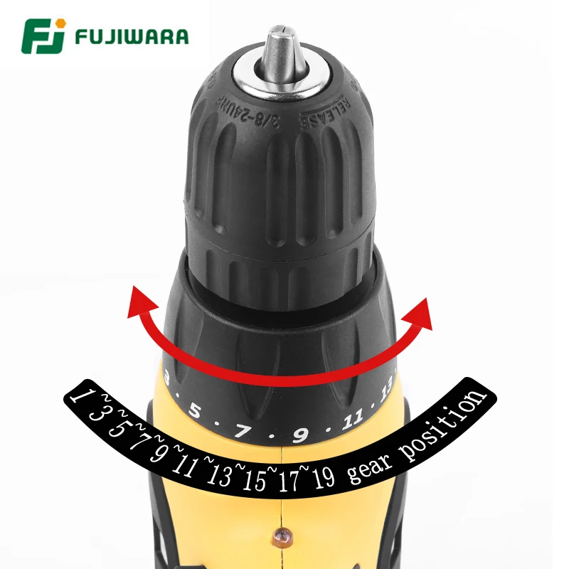FUJIWARA 전동 스크루 드라이버 파워 임팩트 드릴 220, V-240V 나사 렌치, 19 속도 조절 가능, 350-420W