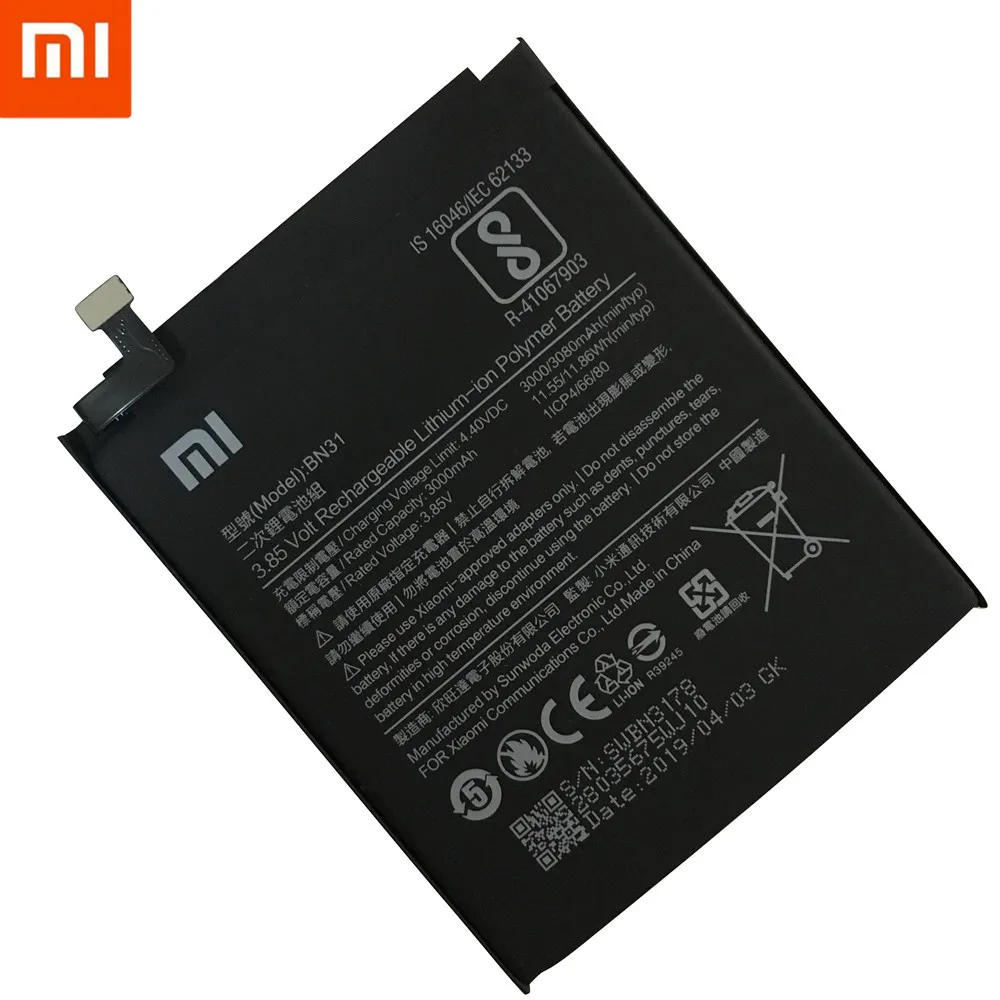 Xiao mi сменный аккумулятор BN31 для Xiaomi mi 5X mi 5X Xiao mi A1 Xiao mi Red mi Note 5A аутентичный аккумулятор для телефона 3080 мАч