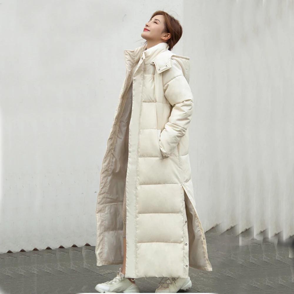

Gross down female parka with hood down winterr coat grow morality fashion eiderdown hoodie with thick