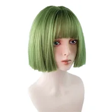 Женский короткий синтетический парик с челкой светильник зеленый прямые волосы Боб Стиль термостойкий парик косплей