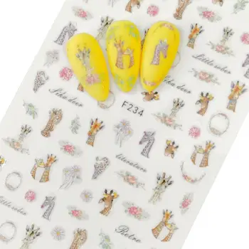 

1 sheet 3D Nail Art Adhesive Sticker Super Cute Alien Giraffe Fruit Dessert Pattern Decals for Nail Art Decoration Manicure