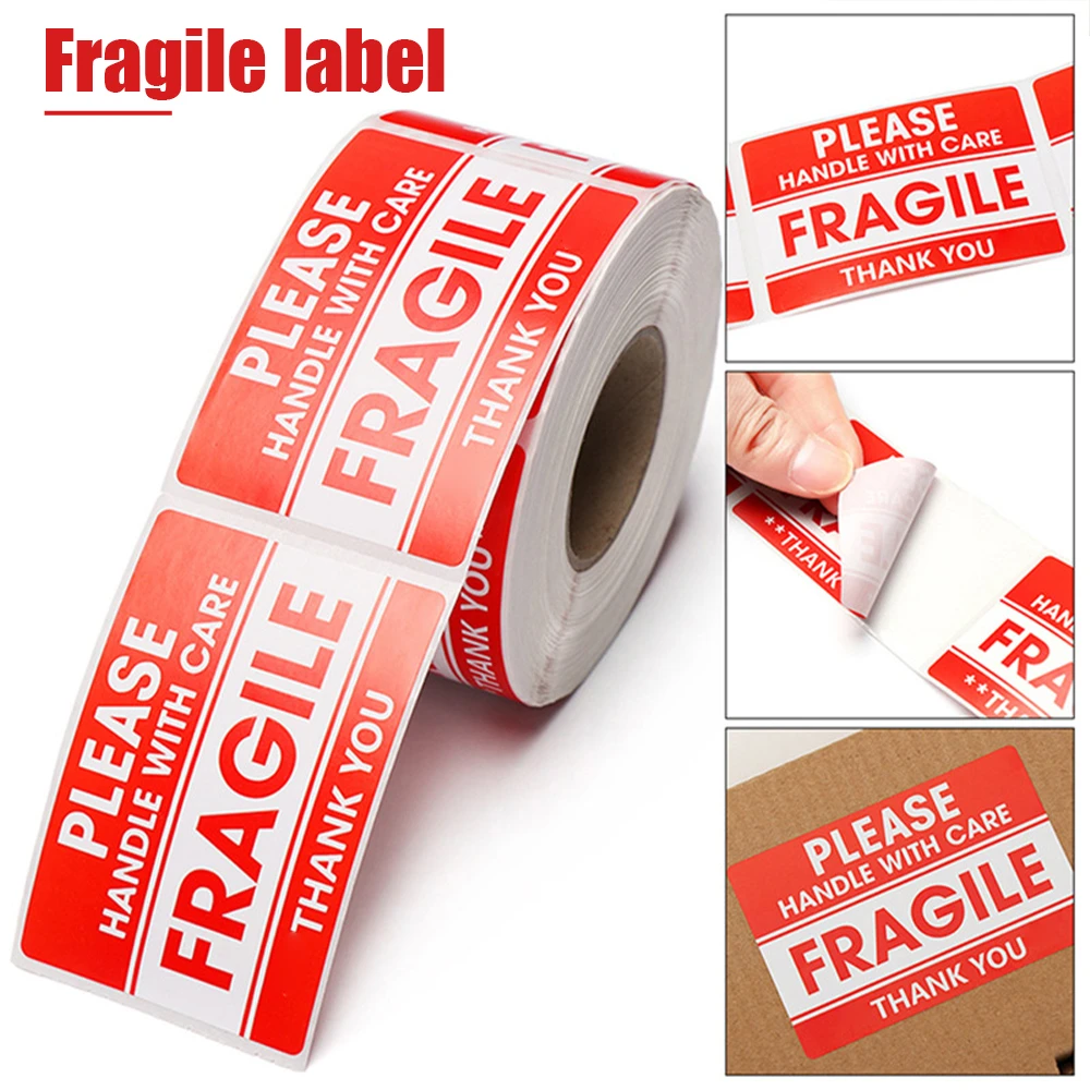 500Pcs Fragile Stickers Warning The Goods Please Handle With Care Stickers Roll Warning Labels Stickers Aesthetic DIY Supplies