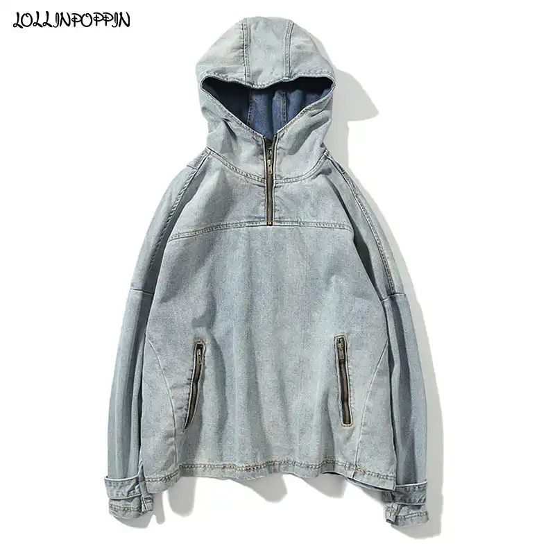 half hoodie half denim jacket