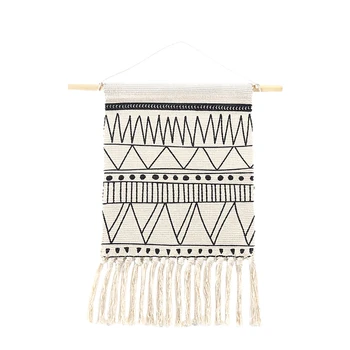 

Morocco Hanging Tapestry Geometric Floor Tapestry Black White Line Hanging Decoration Nordic Boho Macrame Wandkleed Home Dorm Wa