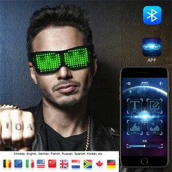 2024 App Control Bluetooth DIY Languages Flashing Led Party Glasses USB Charge Luminous Eyewear Christmas Concert Novelty Lights