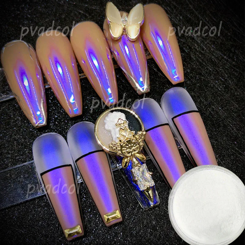 Chrome Glitter Pigment Nail-Art-Powder Glimmer Dust-Iridescent Blue