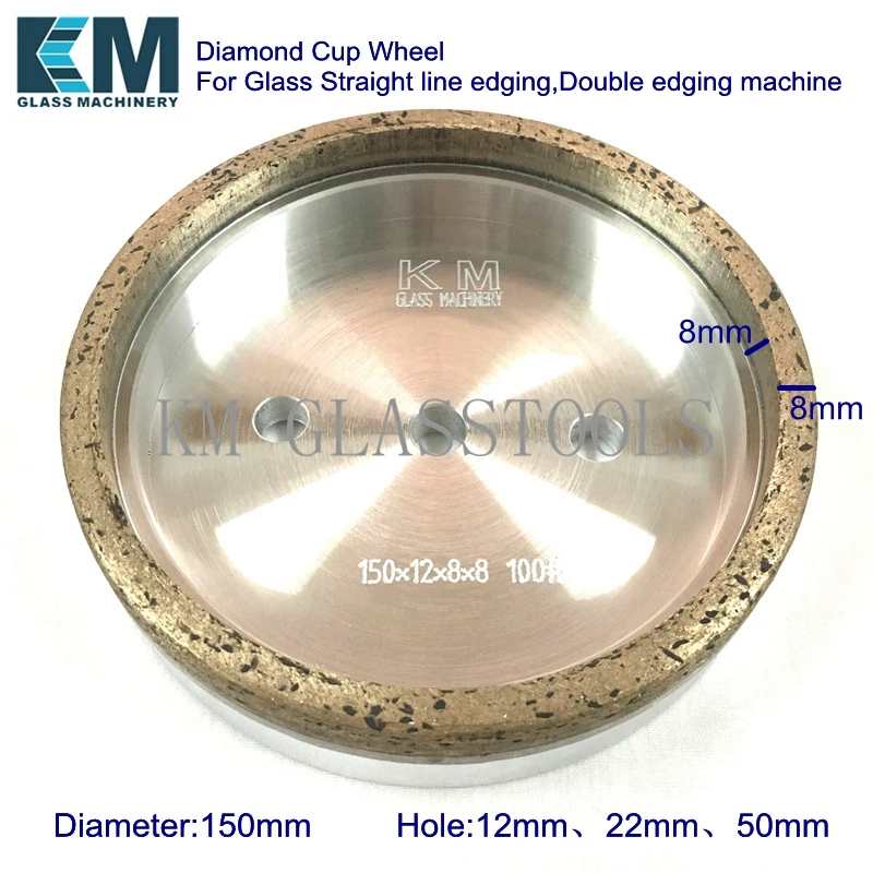 Diamond Cup Wheel S1-CC2 150xd-8x8mm for Glass Straight line edging Double edging machine Customizable abrasive wheel grinding wheel