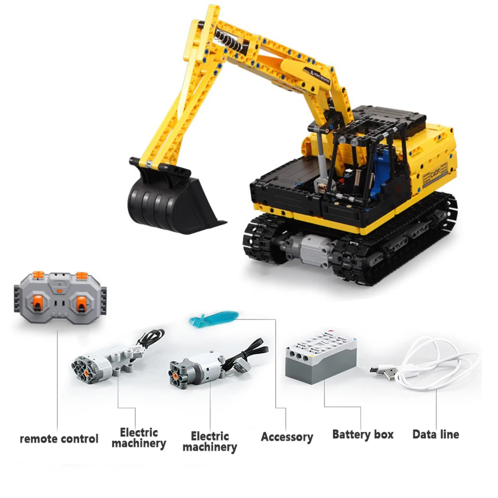 Двойной E Cada C51057W 544 шт 2,4G RC автомобиль экскаватор строительные блоки кирпичи техника Дети DIY собрать RC игрушки для детей подарок